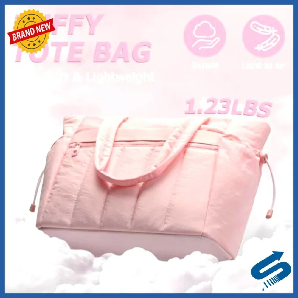 Lightweight Puffer Tote Bag with Compartments for Work and Travel